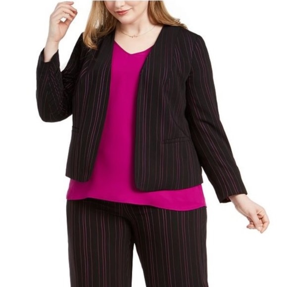 Bar III Trendy Plus Size Striped Blazer - Picture 3 of 3